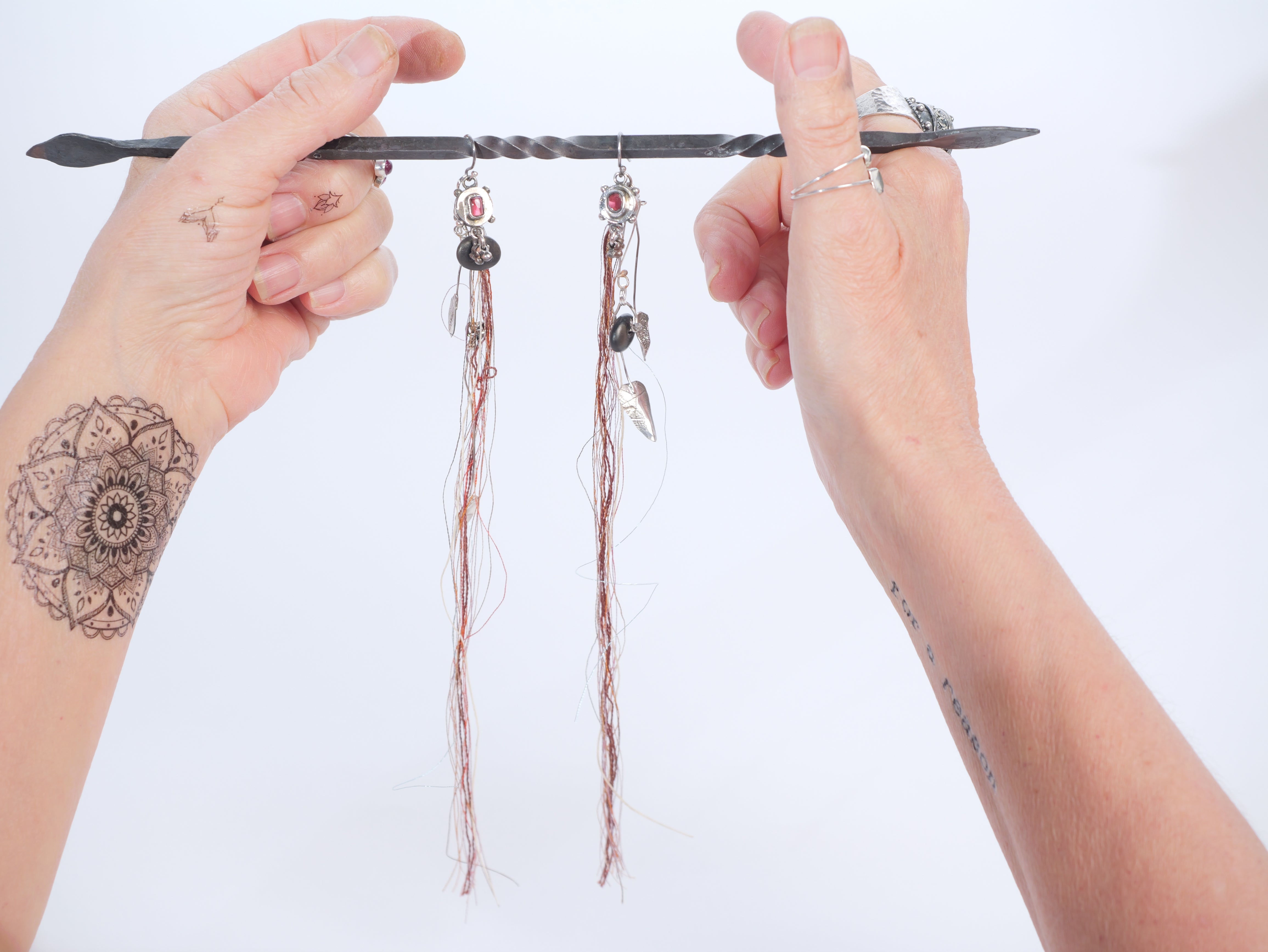 Earrings 48: RIVER OF LIGHT: Rainbow Tourmaline + River Rock